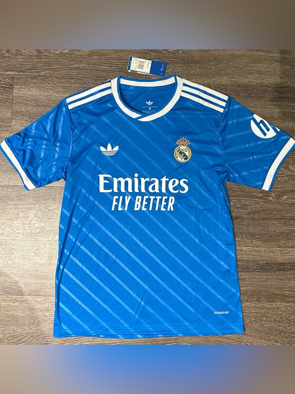 adidas Originals Blue and White Real Madrid CF Jersey Men’s Size M